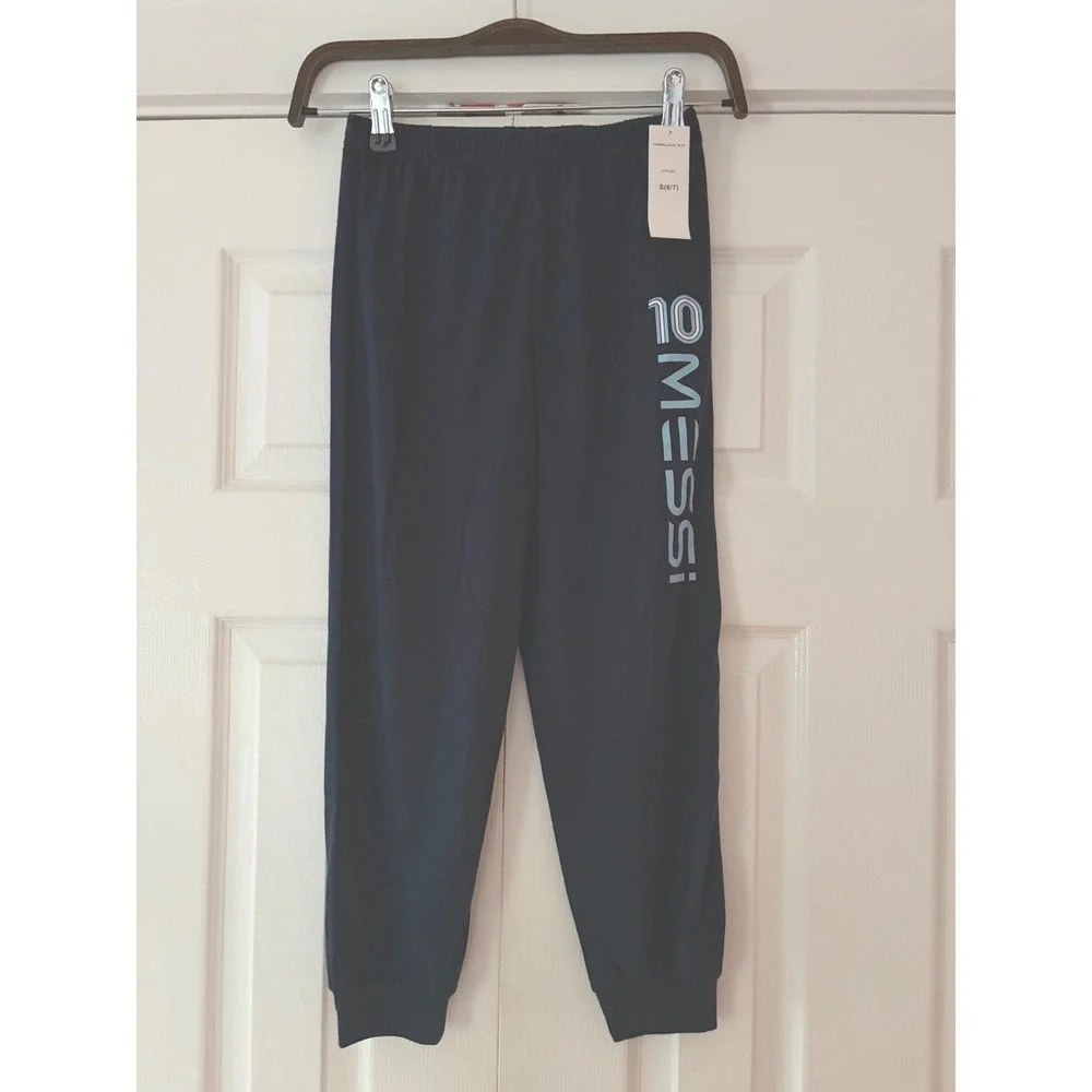 Messi Collection Kids Navy Blue 10 Messi Graphic‎ PJ Pants Size S 6/7 NWT